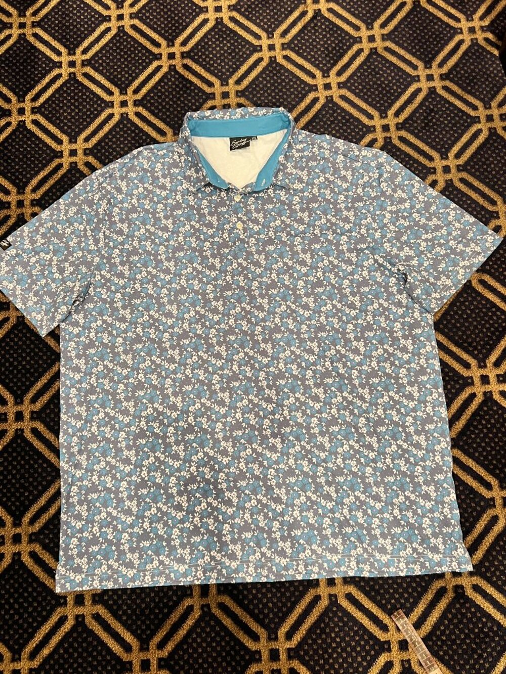 Sunday Swagger Men’s 2XL Blue Floral Golf Polo Performance Shirt XXL